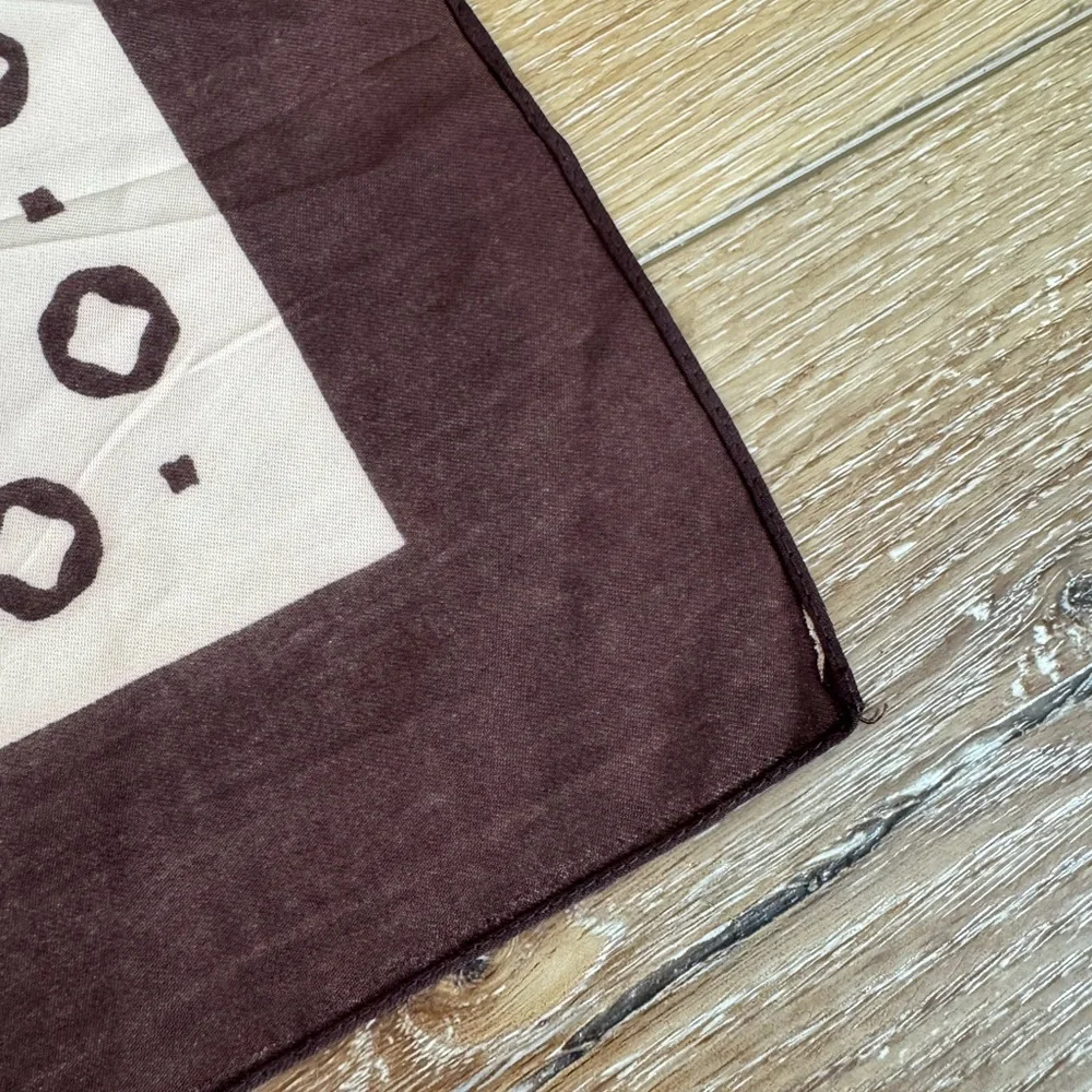 Women’s Brown and Tan Square Patterned Silk Scarf One Size GUC